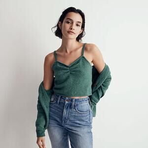 Madewell Mapleton Crop Sweater‎ Tank in Heather Jade Soft Cotton Blend Sz Medium